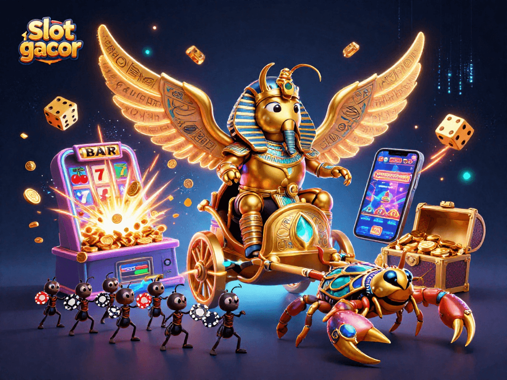 Experience the thrill of slot gacor with a vibrant digital illustration showcasing glimmering chances to win.