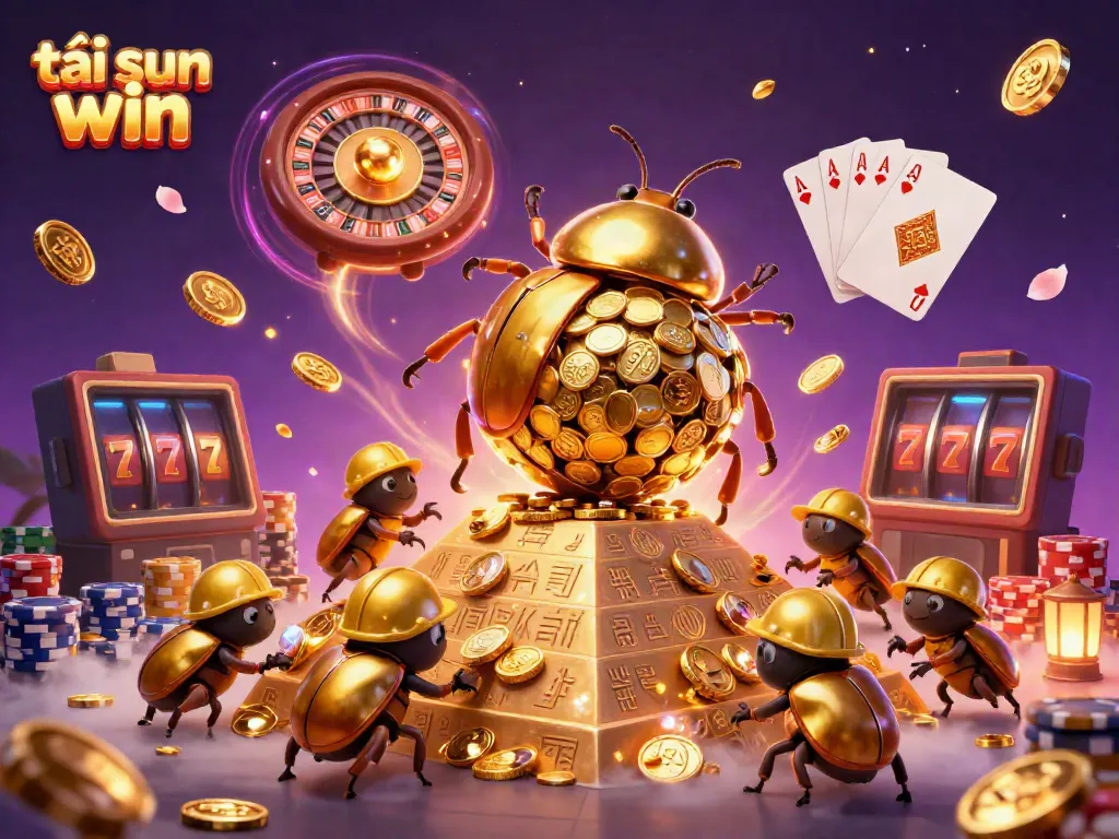 Experience thrilling gameplay and riches by tải sun win in a vibrant casino-themed illustration.
