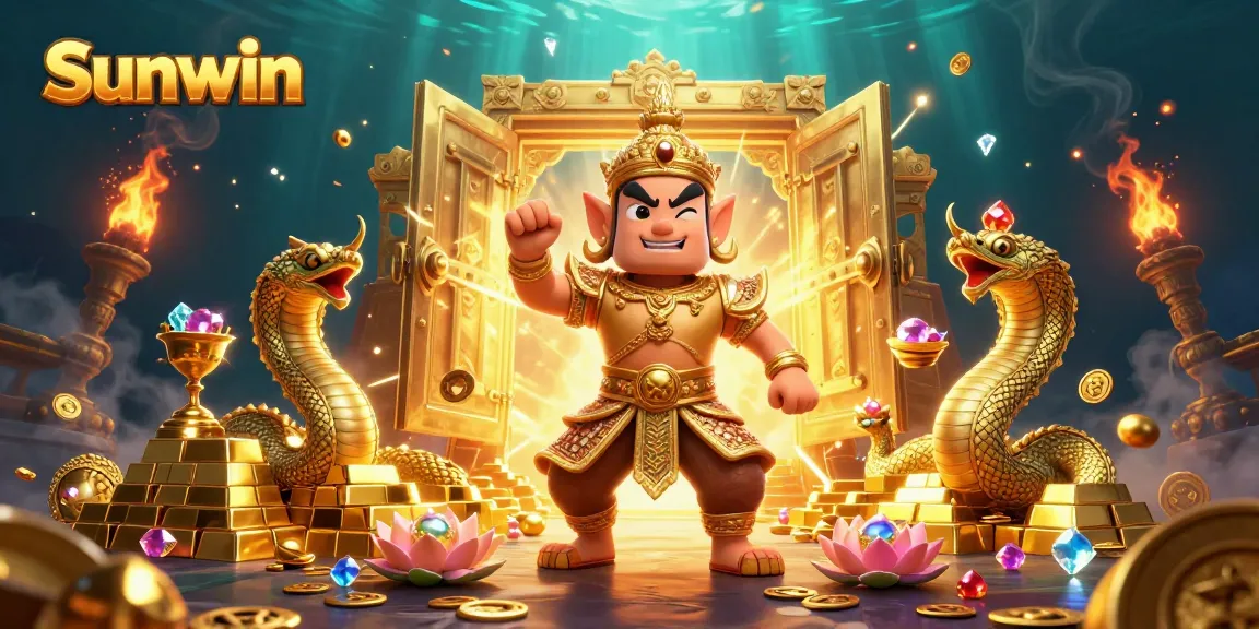 Experience excitement at Sunwin with luxurious treasures and captivating guardians in this vibrant gambling scene.