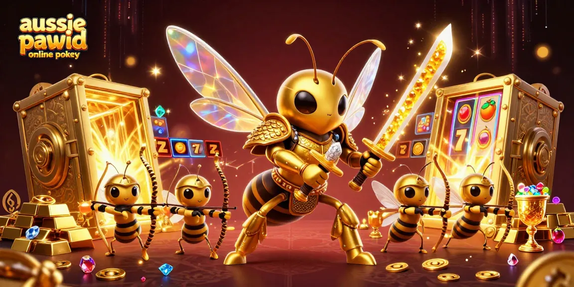 Engage with aussie payid online pokies through epic casino adventures in this vibrant illustration.