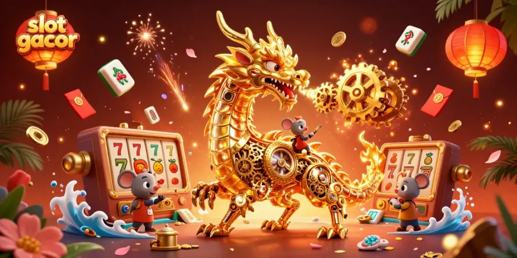 Experience the thrill of slot gacor gameplay featuring stunning golden dragon and vibrant game elements.